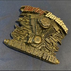 Vintage Harley Davidson thundering Steel buckle
